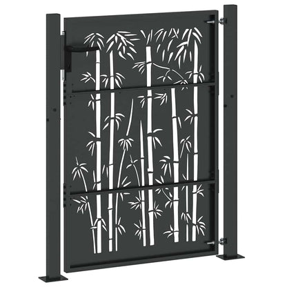 Garden Gate with Lock Black 105 x 150 cm Powder-coated steel