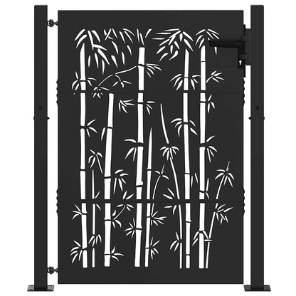 Garden Gate with Lock Black 105 x 150 cm Powder-coated steel