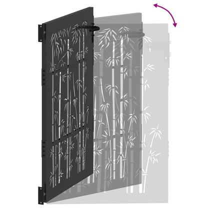 Garden Gate with Lock Black 105 x 150 cm Powder-coated steel