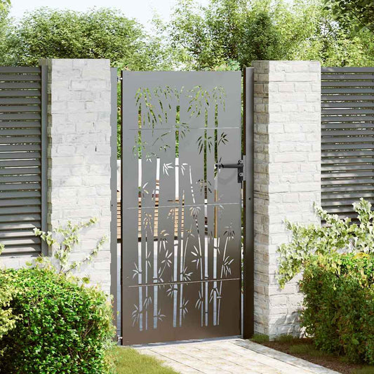 Garden Gate with Lock Black 105 x 175 cm Powder-coated steel