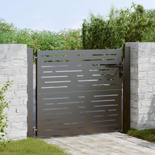 Garden Gate with Lock Black 105 x 100 cm Powder-coated steel