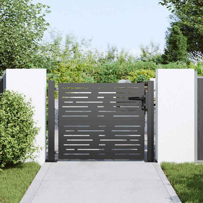 Garden Gate with Lock Black 105 x 100 cm Powder-coated steel