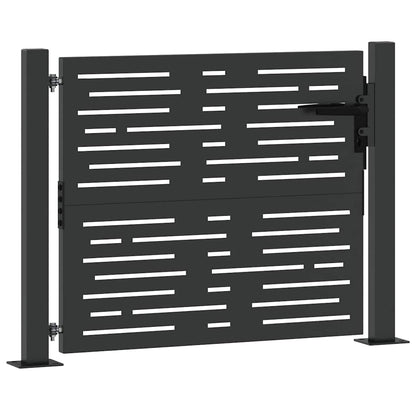 Garden Gate with Lock Black 105 x 100 cm Powder-coated steel