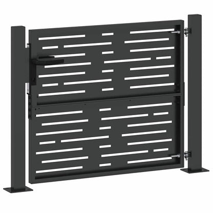 Garden Gate with Lock Black 105 x 100 cm Powder-coated steel