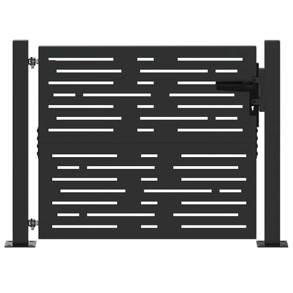 Garden Gate with Lock Black 105 x 100 cm Powder-coated steel