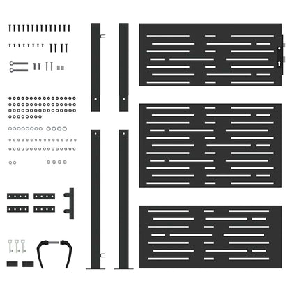 Garden Gate with Lock Black 105 x 125 cm Powder-coated steel