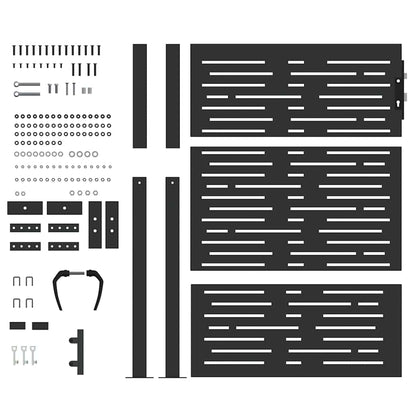 Garden Gate with Lock Black 105 x 150 cm Powder-coated steel