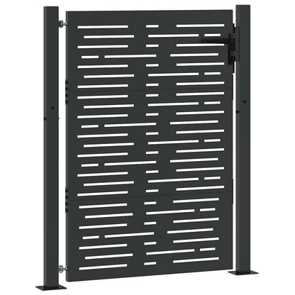 Garden Gate with Lock Black 105 x 150 cm Powder-coated steel