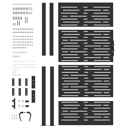 Garden Gate with Lock Black 105 x 175 cm Powder-coated steel