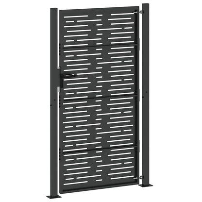 Garden Gate with Lock Black 105 x 175 cm Powder-coated steel