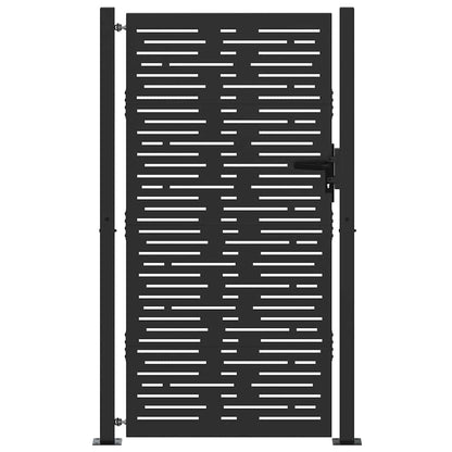 Garden Gate with Lock Black 105 x 175 cm Powder-coated steel