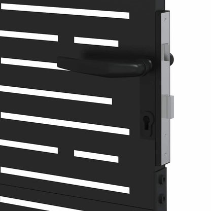 Garden Gate with Lock Black 105 x 200 cm Powder-coated steel