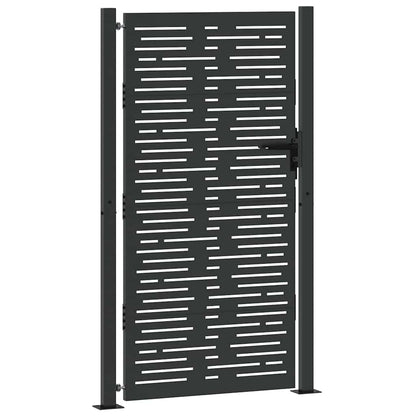 Garden Gate with Lock Black 105 x 200 cm Powder-coated steel