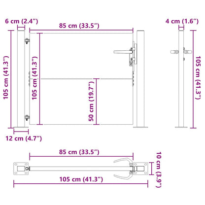Garden Gate Black 105 x 100 cm Powder-coated steel