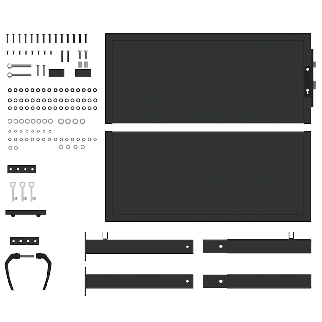 Garden Gate with Lock Black 100 x 100 cm Powder-coated steel