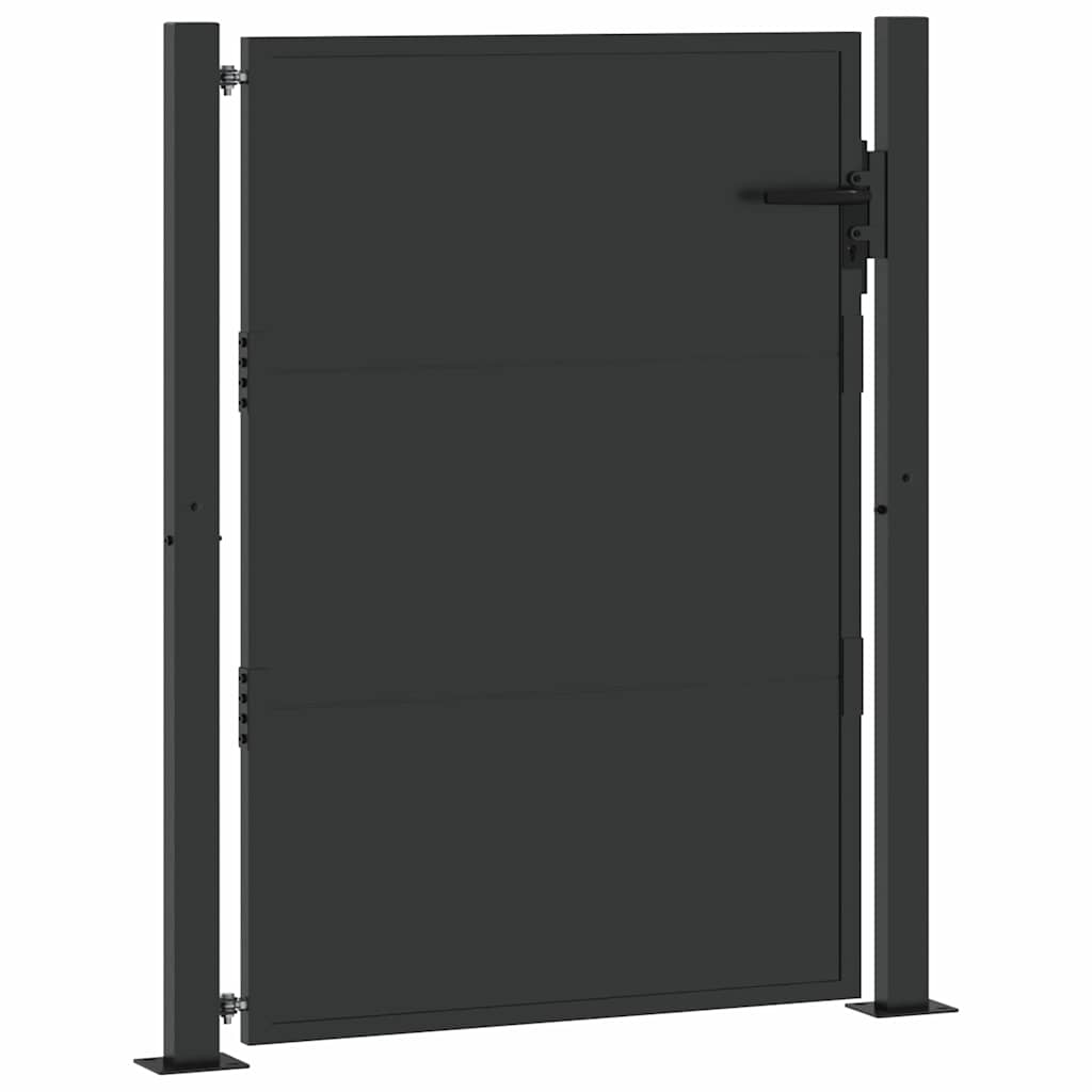 Garden Gate with Lock Black 100 x 125 cm Powder-coated steel