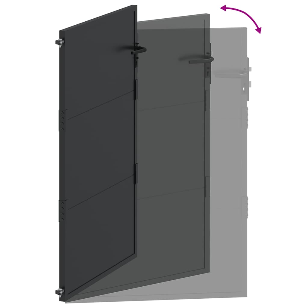 Garden Gate with Lock Black 100 x 125 cm Powder-coated steel