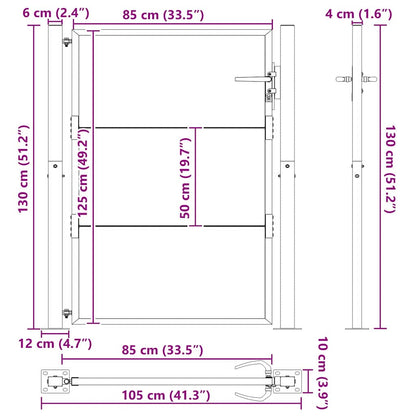 Garden Gate with Lock Black 100 x 125 cm Powder-coated steel
