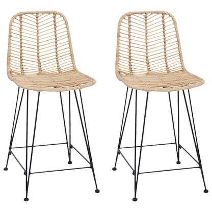 Bar Chair 2 pcs Natural 44.5 x 54.5 x 97.5 cm Rattan and Iron