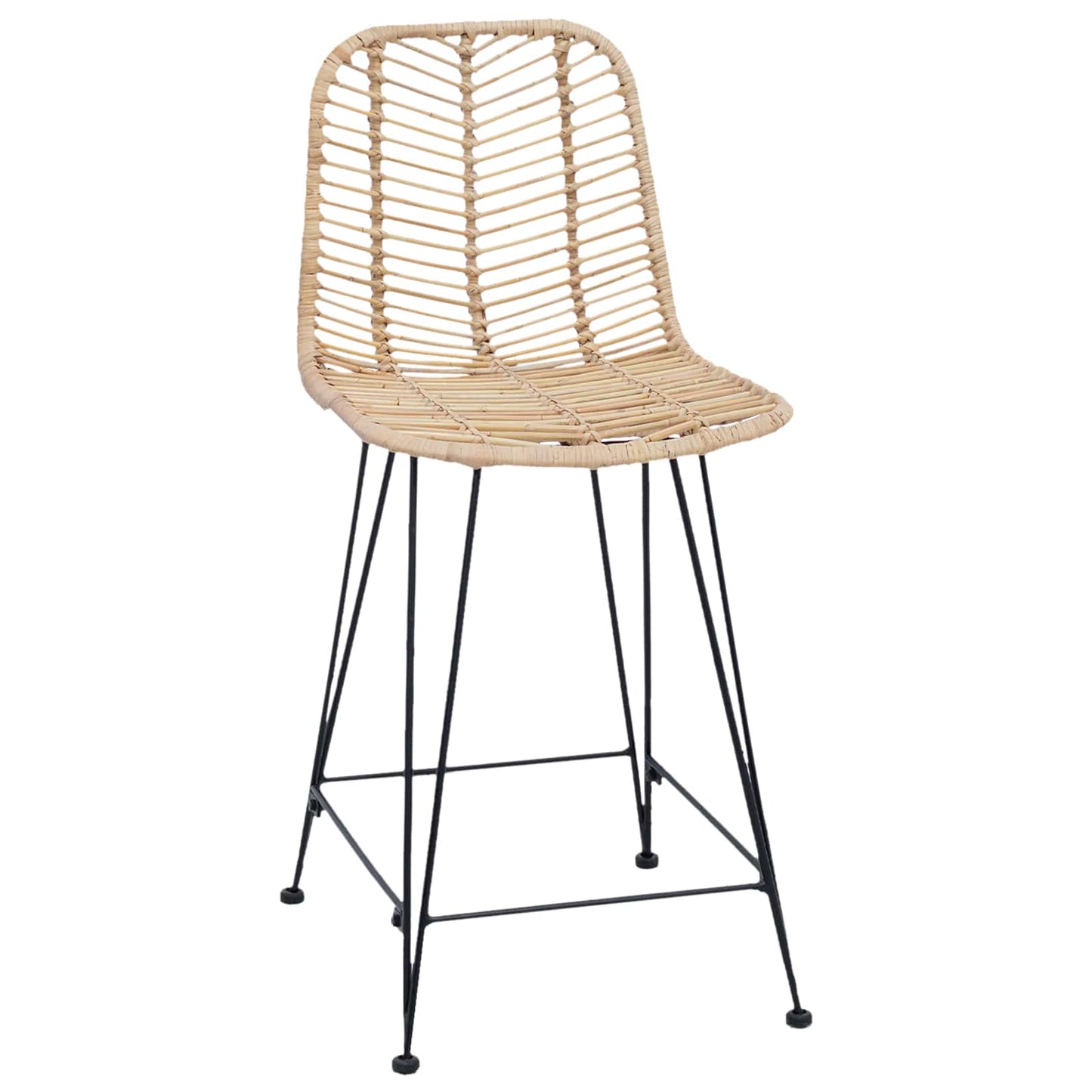 Bar Chair 2 pcs Natural 44.5 x 54.5 x 97.5 cm Rattan and Iron