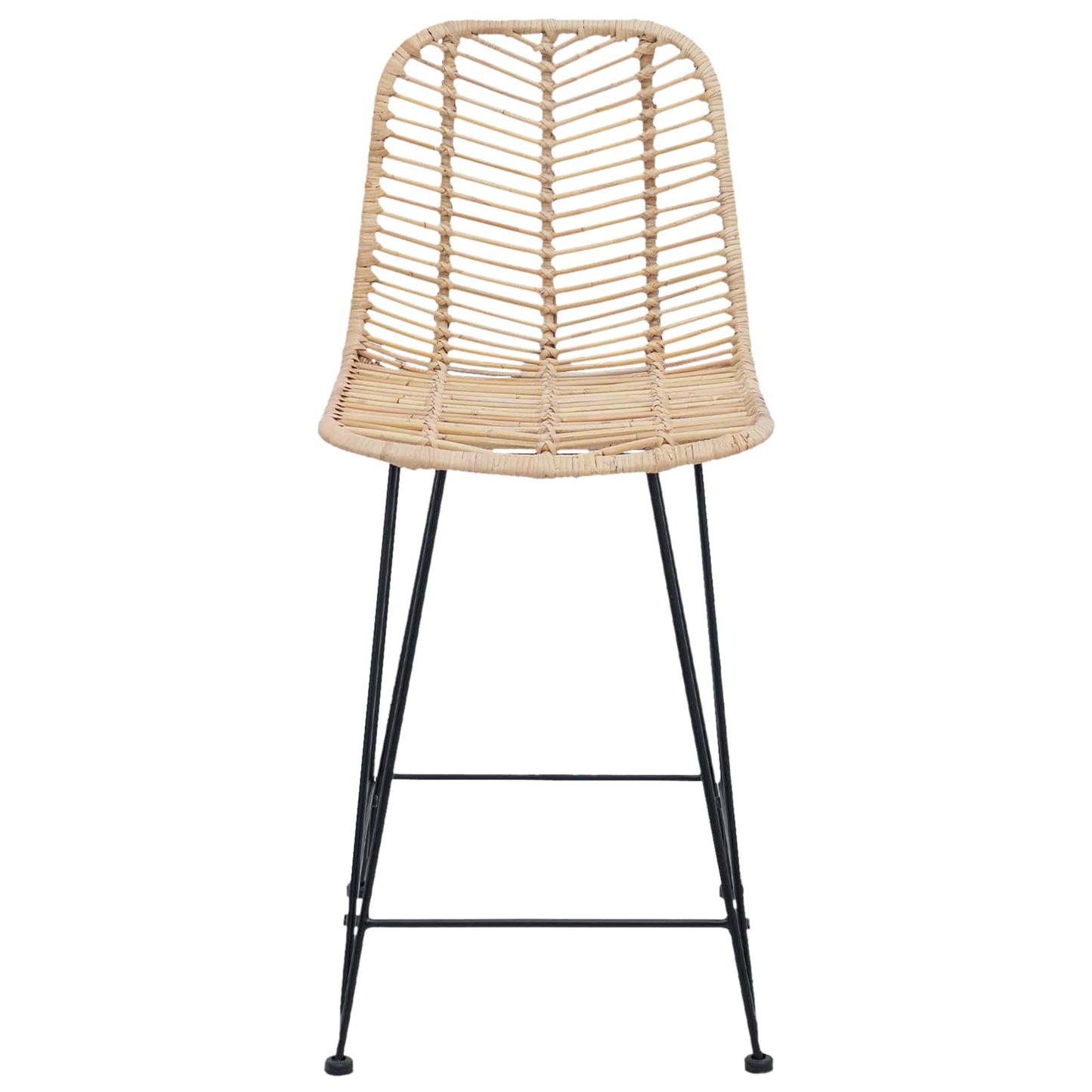 Bar Chair 2 pcs Natural 44.5 x 54.5 x 97.5 cm Rattan and Iron