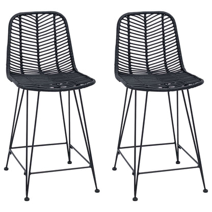 Bar Chair 2 pcs Black 44.5 x 54.5 x 97.5 cm Rattan and Iron