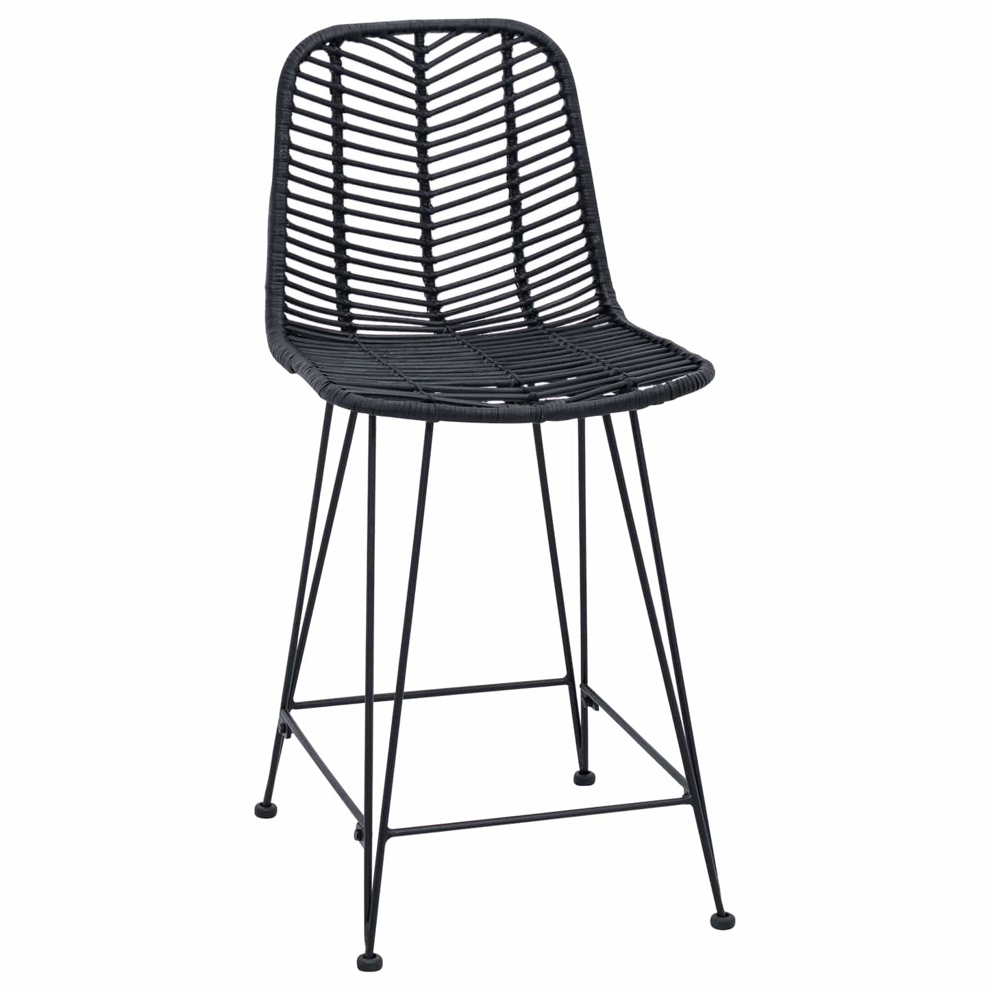 Bar Chair 2 pcs Black 44.5 x 54.5 x 97.5 cm Rattan and Iron