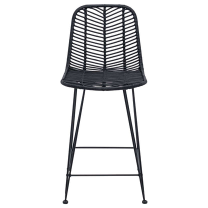 Bar Chair 2 pcs Black 44.5 x 54.5 x 97.5 cm Rattan and Iron