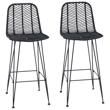 Bar Chair 2 pcs Black 44.5 x 53 x 111 cm Rattan and Iron