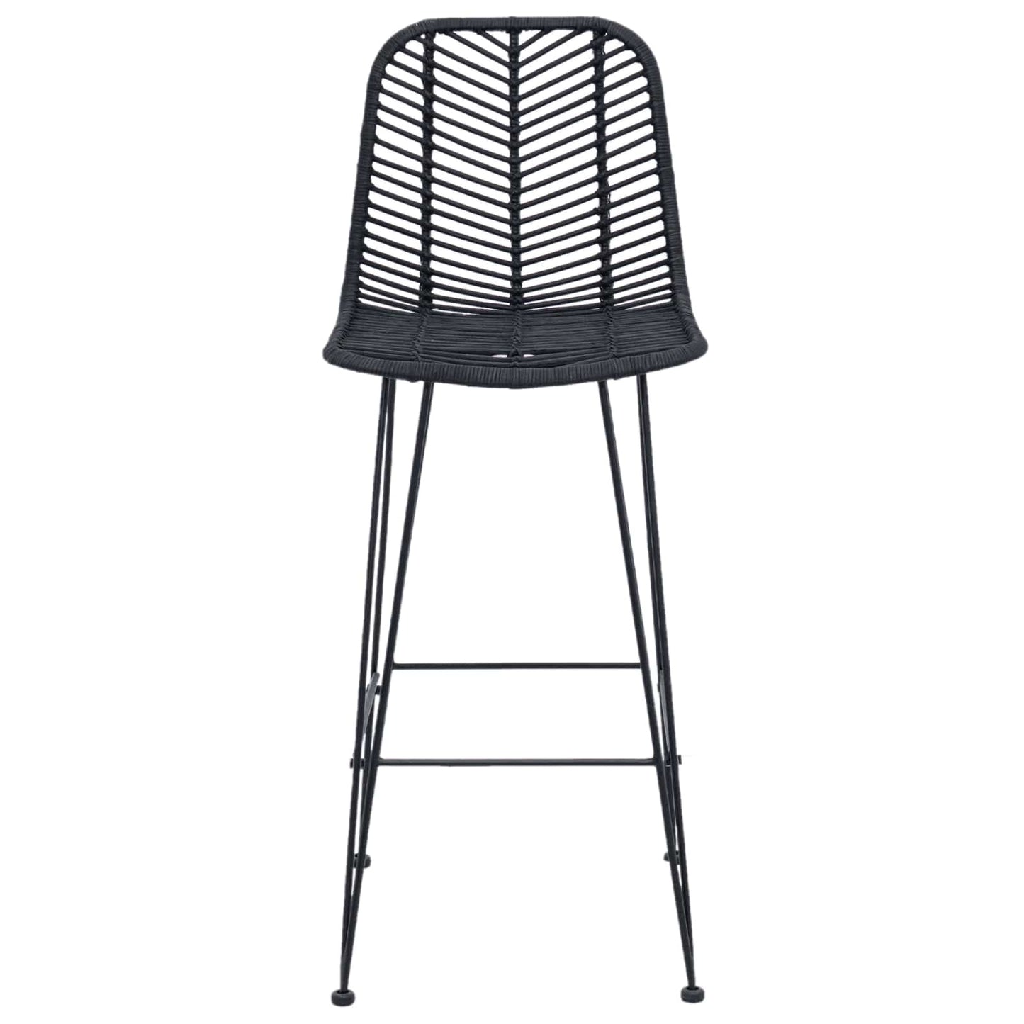 Bar Chair 2 pcs Black 44.5 x 53 x 111 cm Rattan and Iron