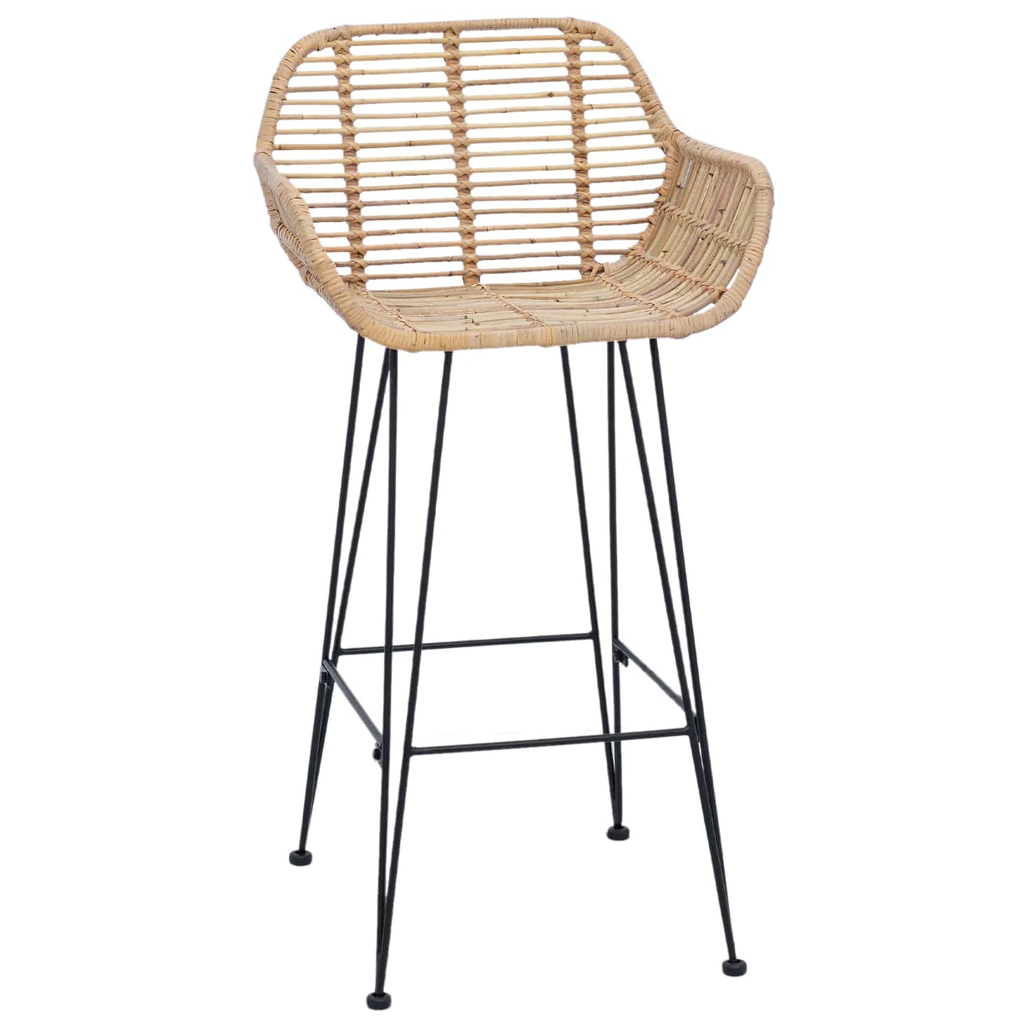 Bar Chair 2 pcs Natural 55 x 52 x 92 cm Rattan and Iron