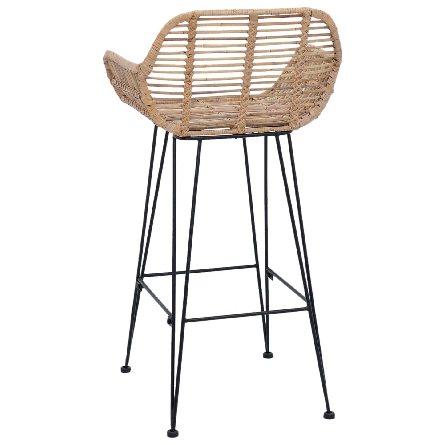 Bar Chair 2 pcs Natural 55 x 52 x 92 cm Rattan and Iron
