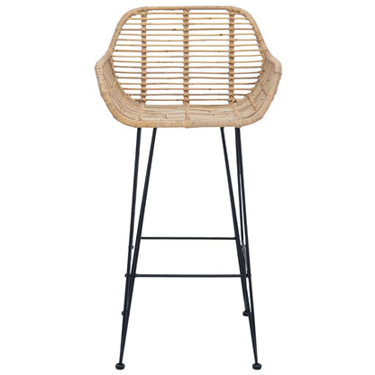 Bar Chair 2 pcs Natural 55 x 52 x 92 cm Rattan and Iron