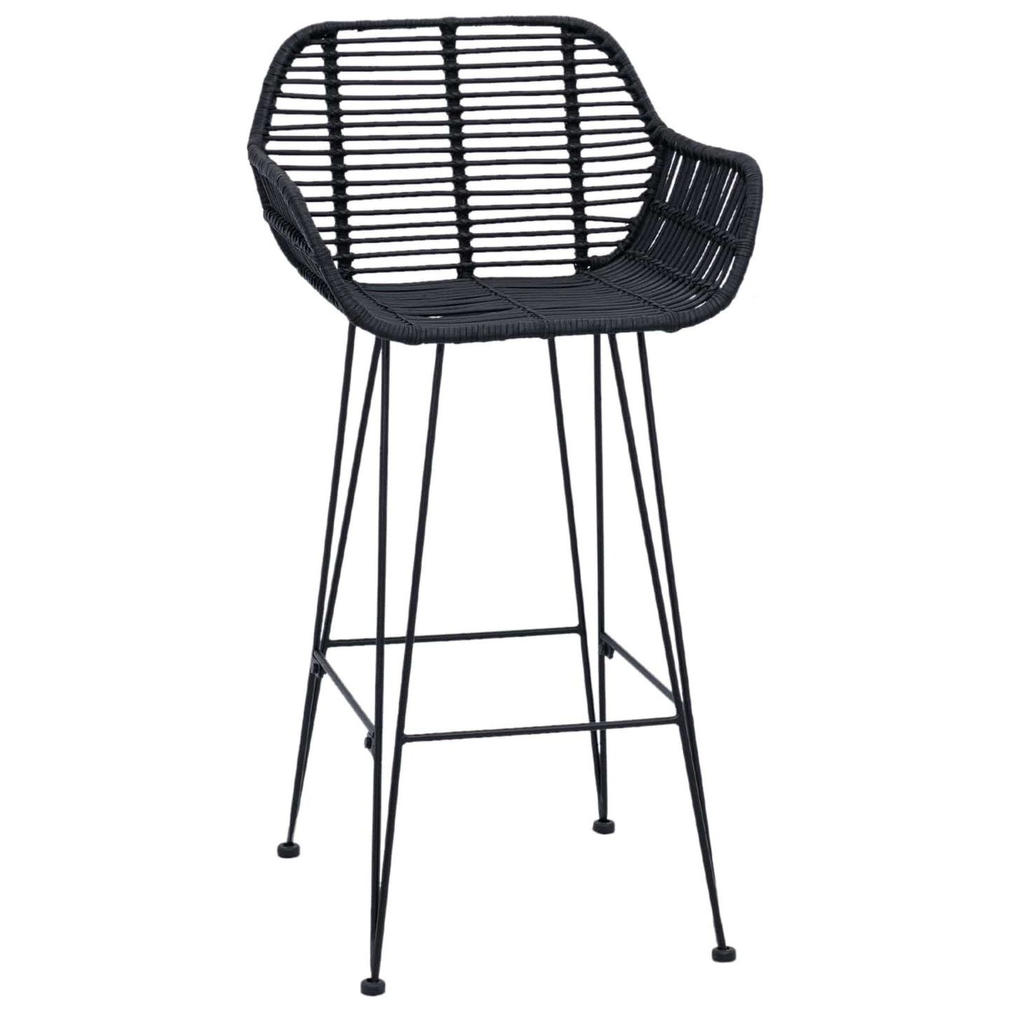 Bar Chair 2 pcs Black 55 x 52 x 92 cm Rattan and Iron