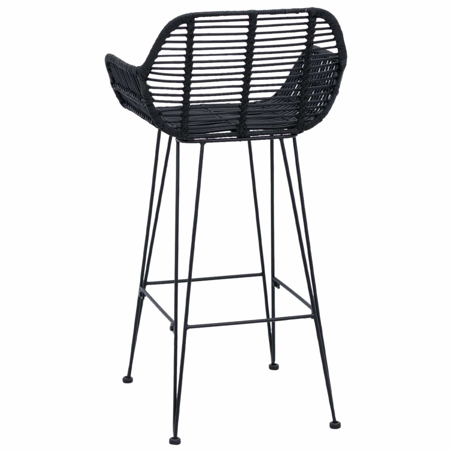 Bar Chair 2 pcs Black 55 x 52 x 92 cm Rattan and Iron