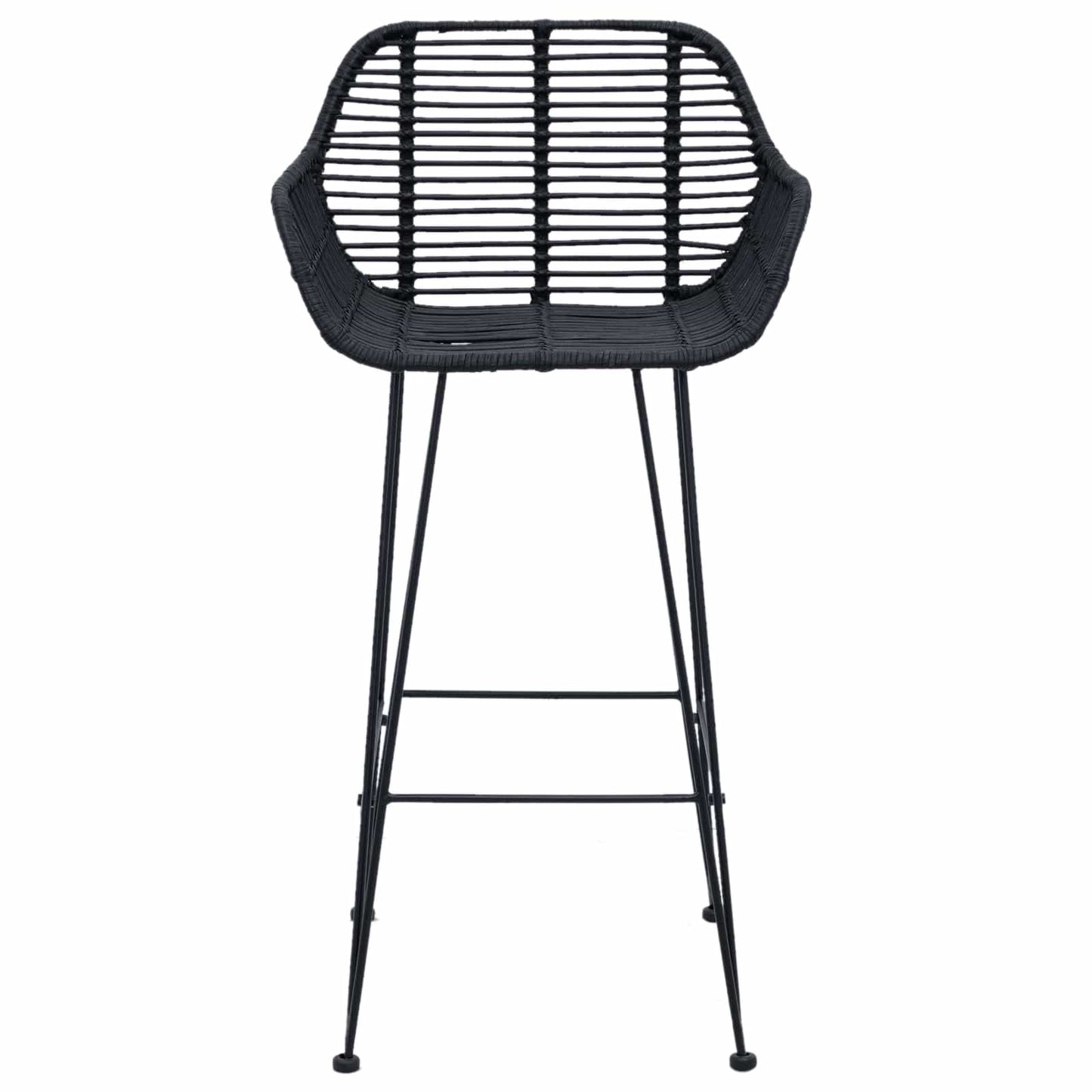Bar Chair 2 pcs Black 55 x 52 x 92 cm Rattan and Iron