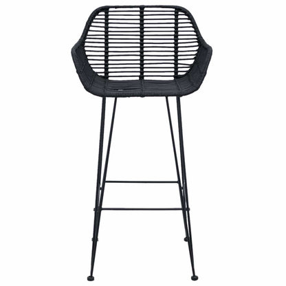 Bar Chair 2 pcs Black 55 x 52 x 92 cm Rattan and Iron