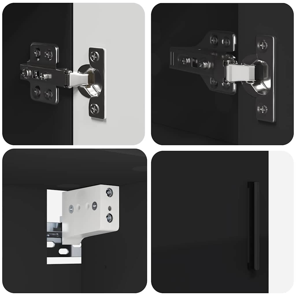 Bathroom Furniture Set Wall-mounted 2 pcs Black Engineered wood