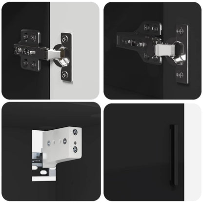 Bathroom Furniture Set Wall-mounted 2 pcs Black Engineered wood