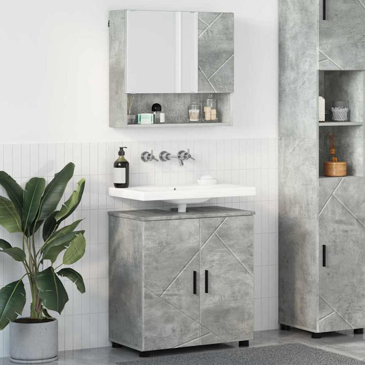 Bathroom Furniture Set 2 pcs Concrete grey Engineered wood