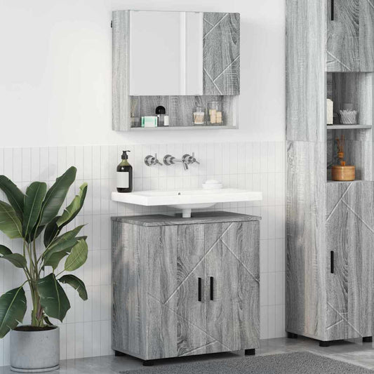 Bathroom Furniture Set 2 pcs Grey sonoma Engineered wood