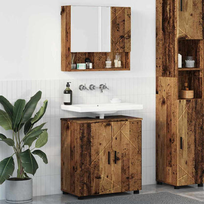 Bathroom Furniture Set with Door 2 pcs Old wood Engineered wood