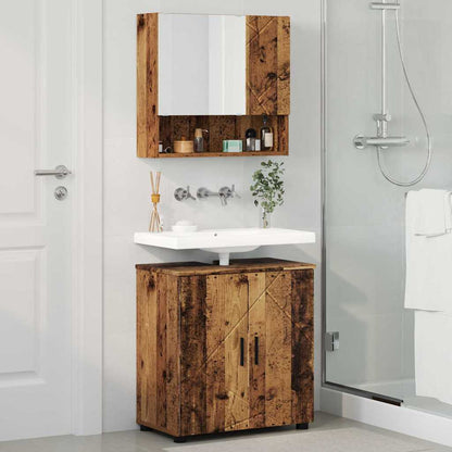 Bathroom Furniture Set with Door 2 pcs Old wood Engineered wood