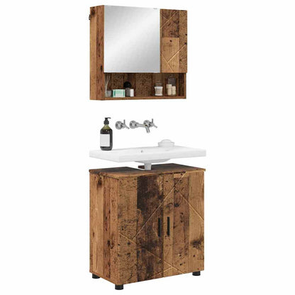 Bathroom Furniture Set with Door 2 pcs Old wood Engineered wood
