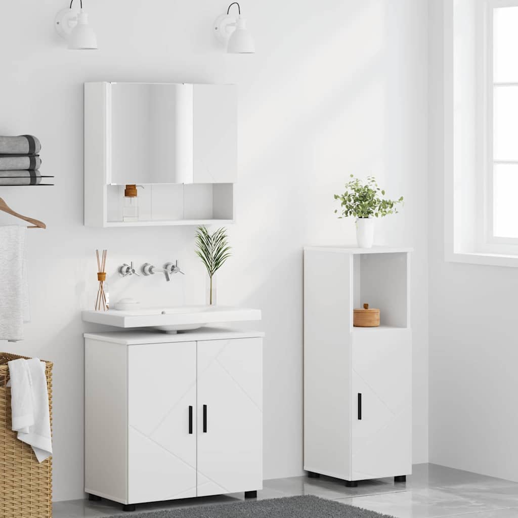Bathroom Furniture Set Wall-mounted 3 pcs White 61 x 35 x 64 cm
