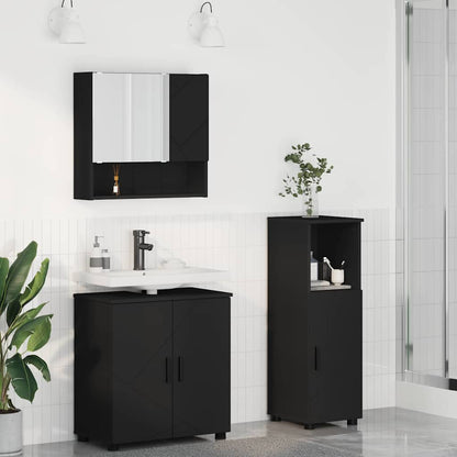 Bathroom Furniture Set Wall-mounted 3 pcs Black 61 x 35 x 64 cm