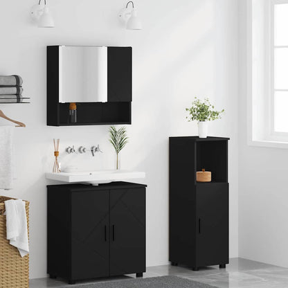Bathroom Furniture Set Wall-mounted 3 pcs Black 61 x 35 x 64 cm