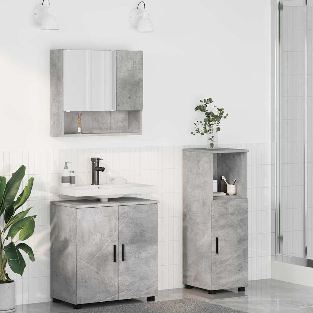 Bathroom Furniture Set 3 pcs Concrete grey 61 x 35 x 64 cm