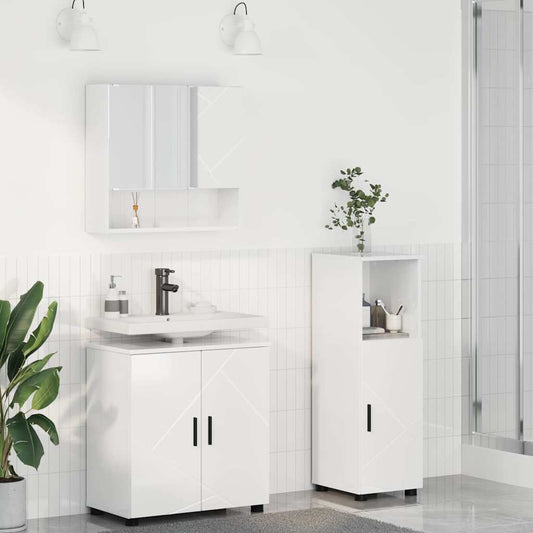 Bathroom Furniture Set 3 pcs High gloss white 61 x 35 x 64 cm
