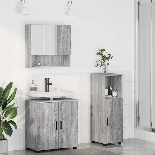 Bathroom Furniture Set 3 pcs Grey sonoma 61 x 35 x 64 cm